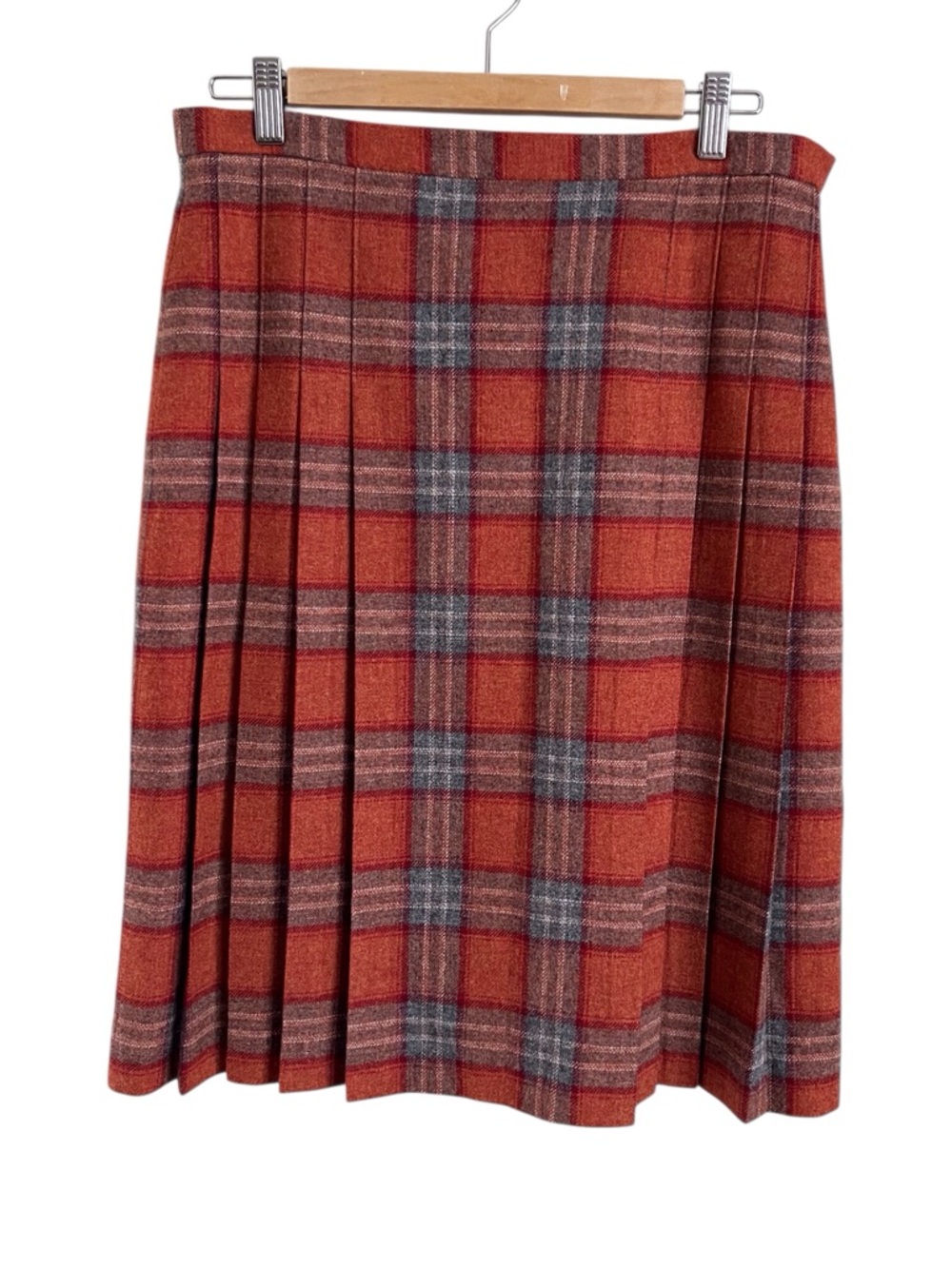 Pendleton Pleated Kilt Skirt Red Plaid Wool Flannel Retro Made in USA Size 10